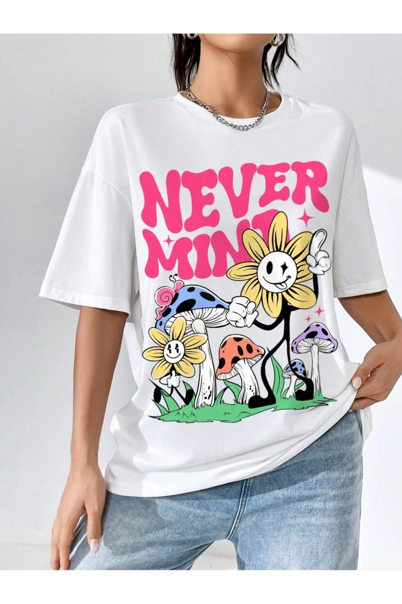 Karikatür ve Grafik tasarım Oversize T-shirt Cartoon/Letter serisi kod129