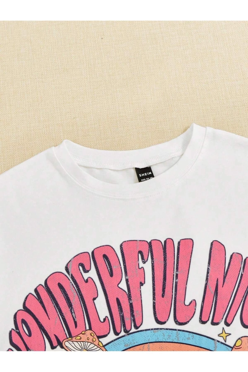 Karikatür ve Grafik tasarım Oversize T-shirt Cartoon/Letter serisi kod13