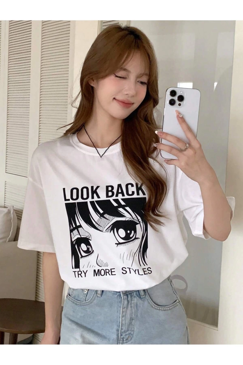 Karikatür ve Grafik tasarım Oversize T-shirt Cartoon/Letter serisi kod131