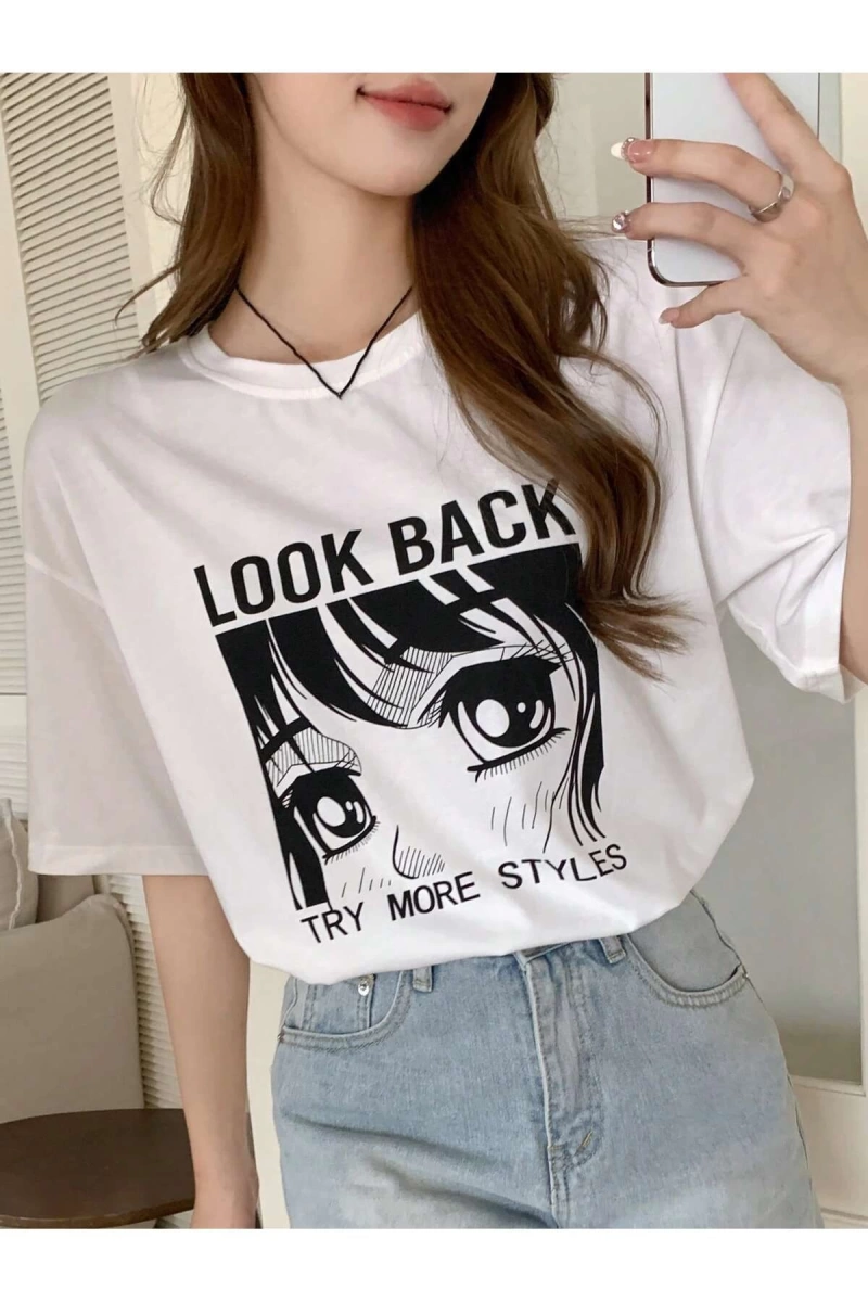 Karikatür ve Grafik tasarım Oversize T-shirt Cartoon/Letter serisi kod131