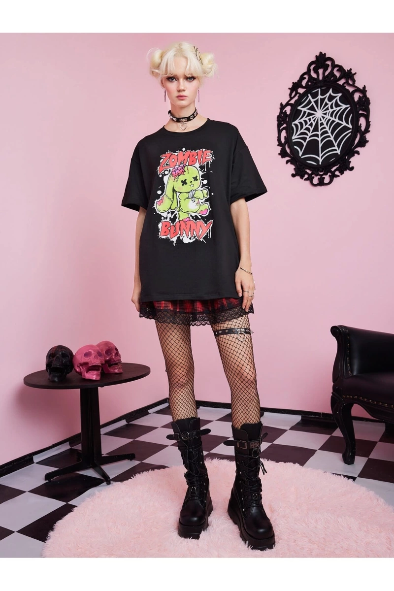 Karikatür ve Grafik tasarım Oversize T-shirt Cartoon/Letter serisi kod136