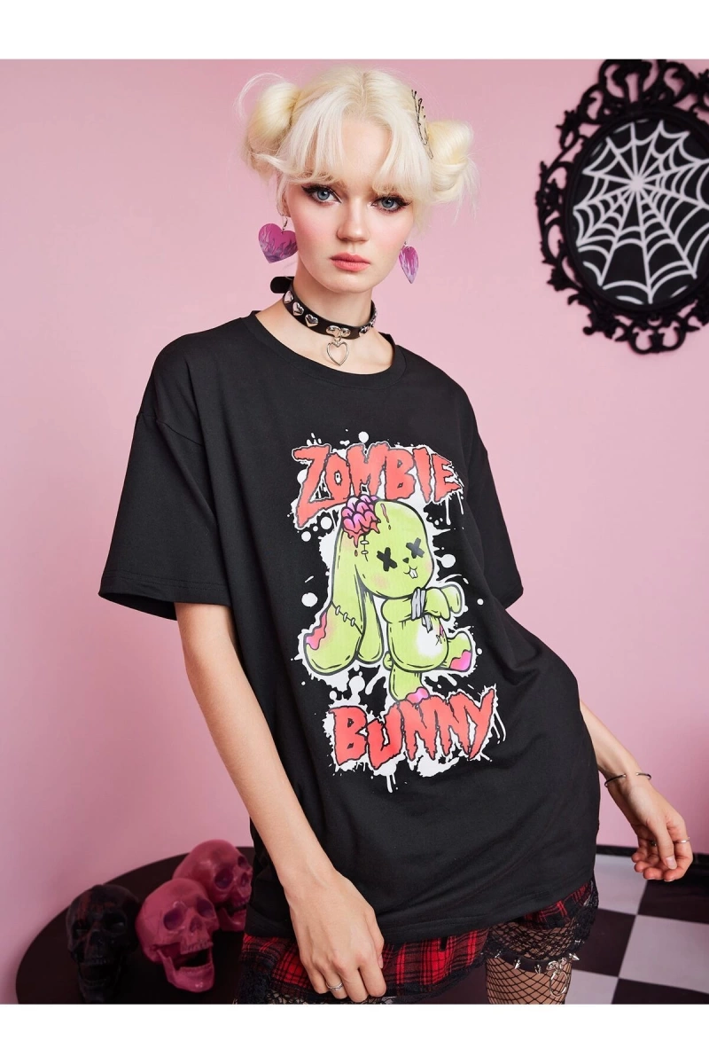 Karikatür ve Grafik tasarım Oversize T-shirt Cartoon/Letter serisi kod136