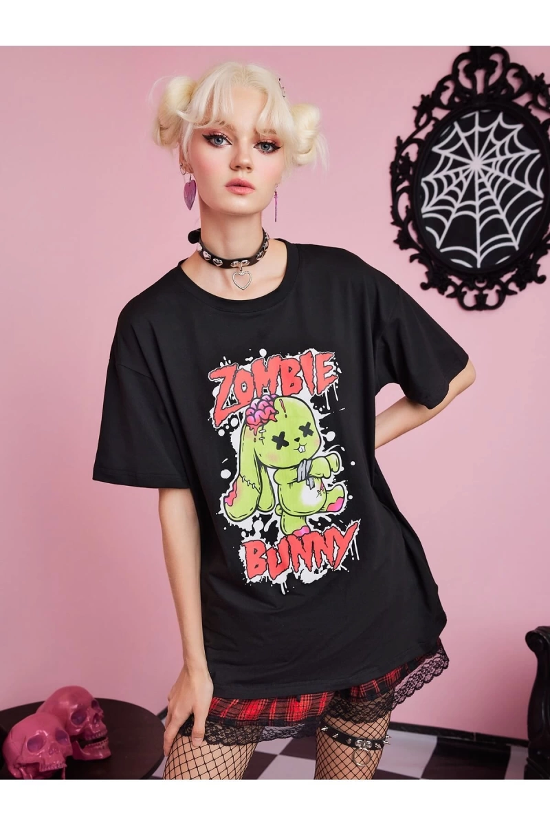 Karikatür ve Grafik tasarım Oversize T-shirt Cartoon/Letter serisi kod136
