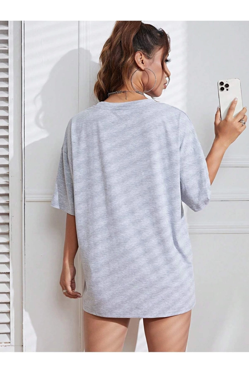 Karikatür ve Grafik tasarım Oversize T-shirt Cartoon/Letter serisi kod138