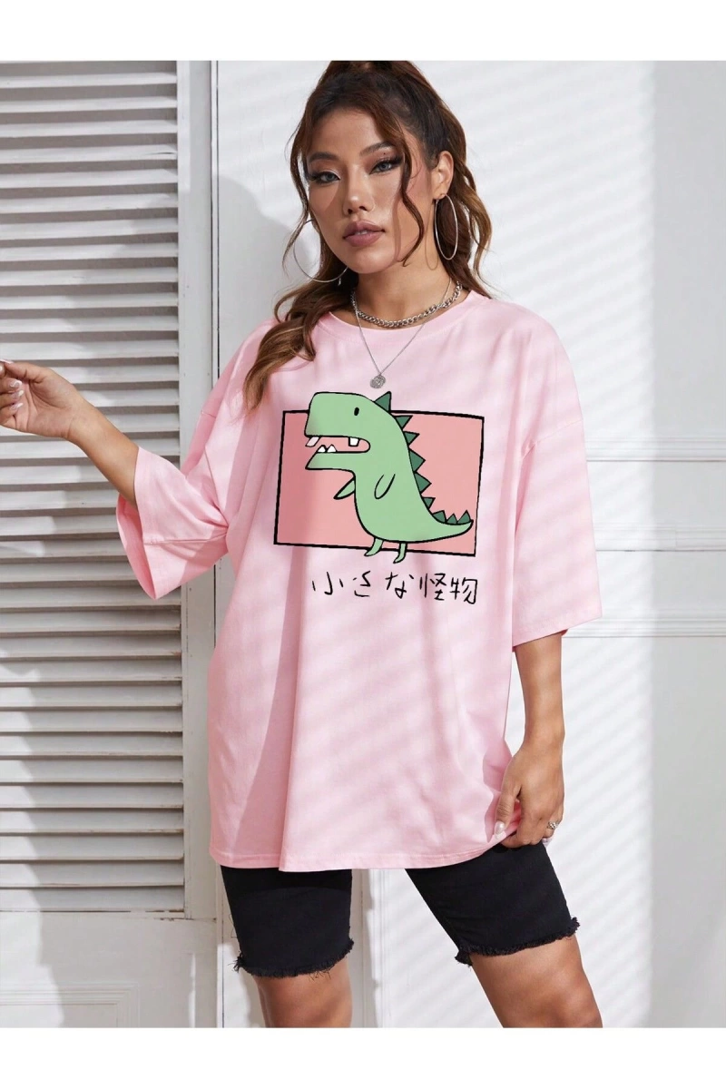 Karikatür ve Grafik tasarım Oversize T-shirt Cartoon/Letter serisi kod139