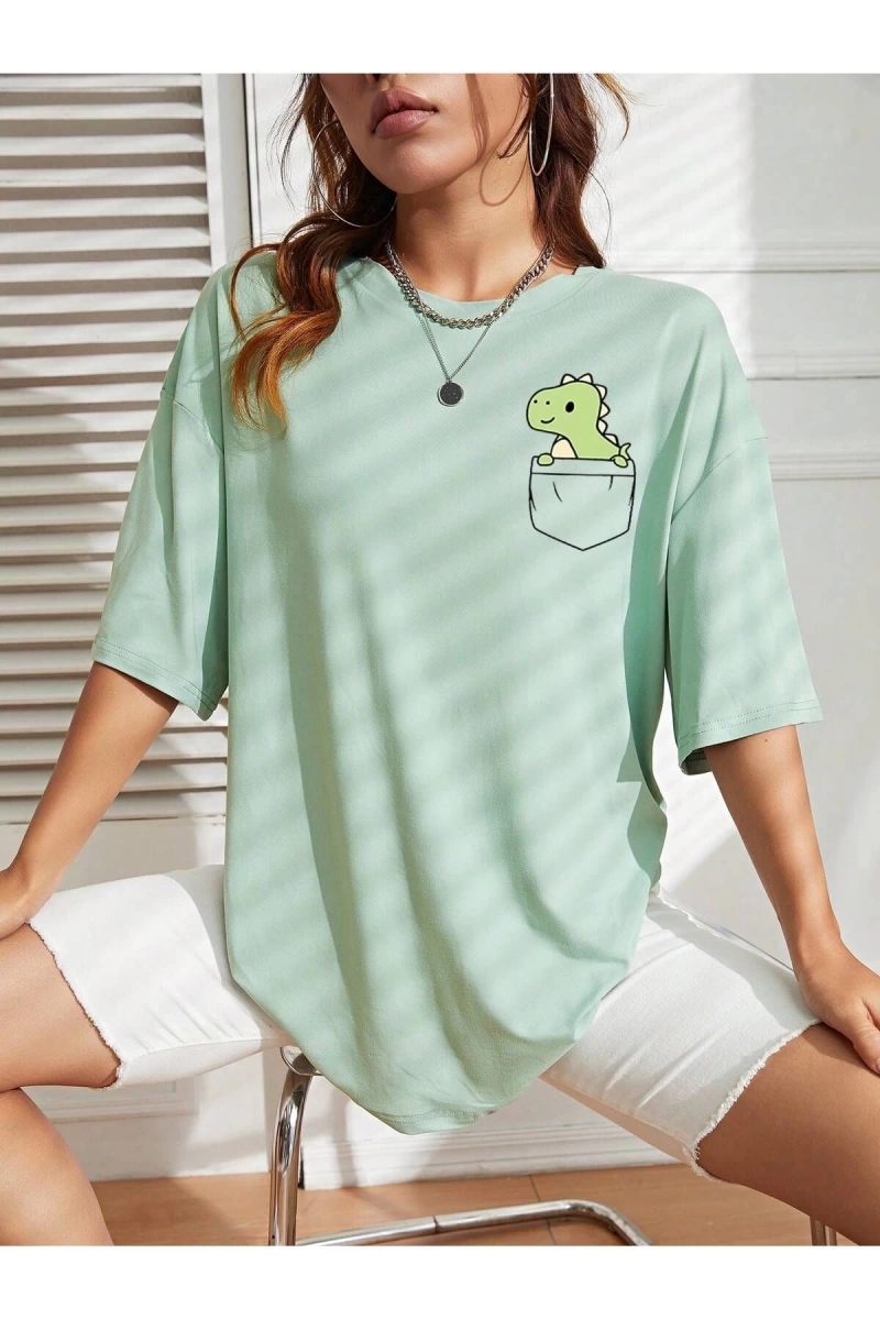 Karikatür ve Grafik tasarım Oversize T-shirt Cartoon/Letter serisi kod142
