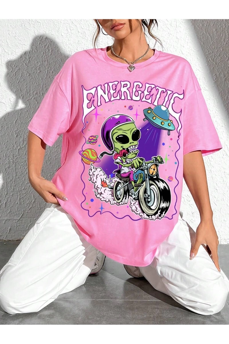Karikatür ve Grafik tasarım Oversize T-shirt Cartoon/Letter serisi kod152
