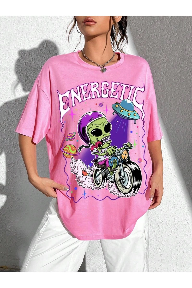 Karikatür ve Grafik tasarım Oversize T-shirt Cartoon/Letter serisi kod152