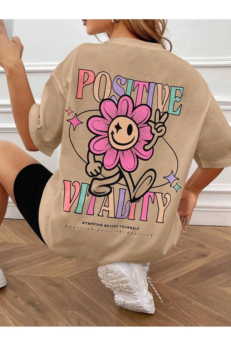 Karikatür ve Grafik tasarım Oversize T-shirt Cartoon/Letter serisi kod160