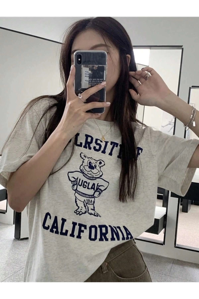 Karikatür ve Grafik tasarım Oversize T-shirt Cartoon/Letter serisi kod167