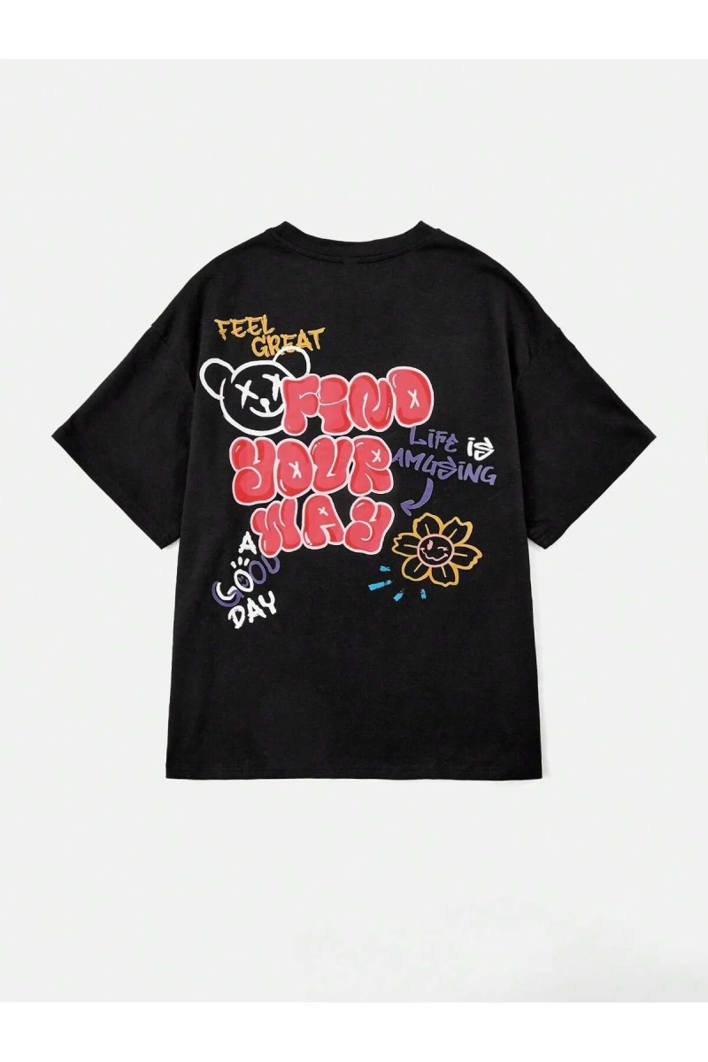 Karikatür ve Grafik tasarım Oversize T-shirt Cartoon/Letter serisi kod176