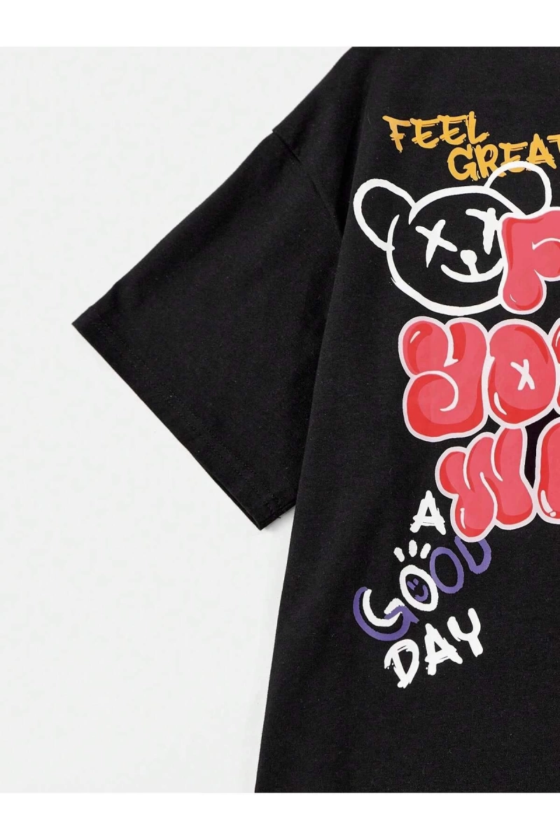 Karikatür ve Grafik tasarım Oversize T-shirt Cartoon/Letter serisi kod176