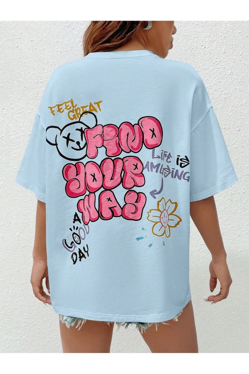 Karikatür ve Grafik tasarım Oversize T-shirt Cartoon/Letter serisi kod183