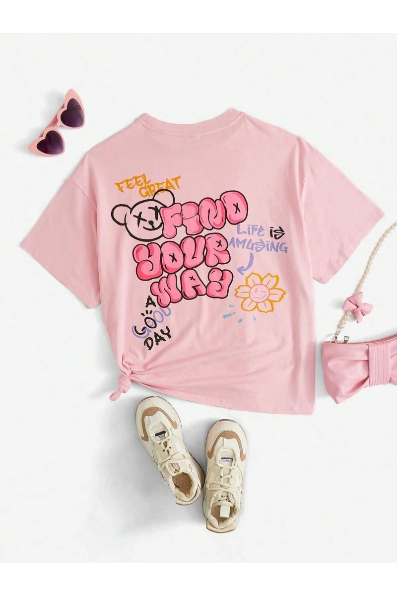 Karikatür ve Grafik tasarım Oversize T-shirt Cartoon/Letter serisi kod184