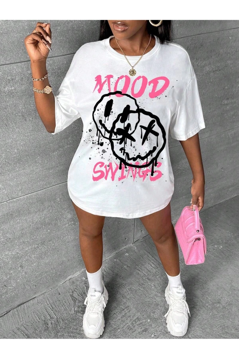 Karikatür ve Grafik tasarım Oversize T-shirt Cartoon/Letter serisi kod190