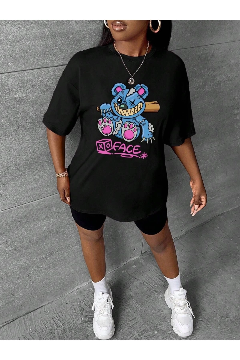 Karikatür ve Grafik tasarım Oversize T-shirt Cartoon/Letter serisi kod192
