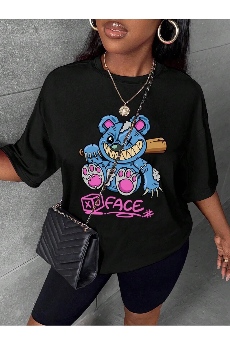 Karikatür ve Grafik tasarım Oversize T-shirt Cartoon/Letter serisi kod192
