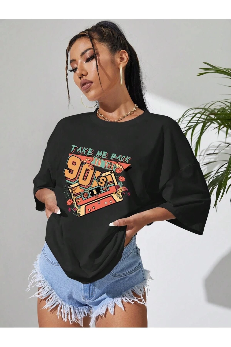 Karikatür ve Grafik tasarım Oversize T-shirt Cartoon/Letter serisi kod20