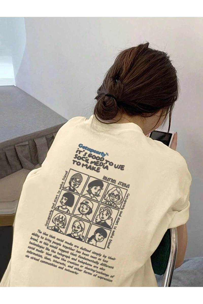 Karikatür ve Grafik tasarım Oversize T-shirt Cartoon/Letter serisi kod205