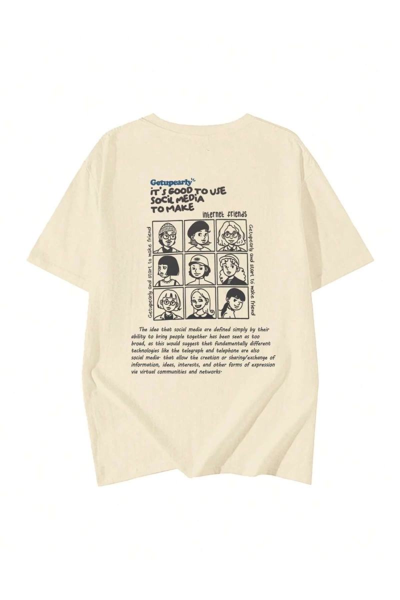 Karikatür ve Grafik tasarım Oversize T-shirt Cartoon/Letter serisi kod205