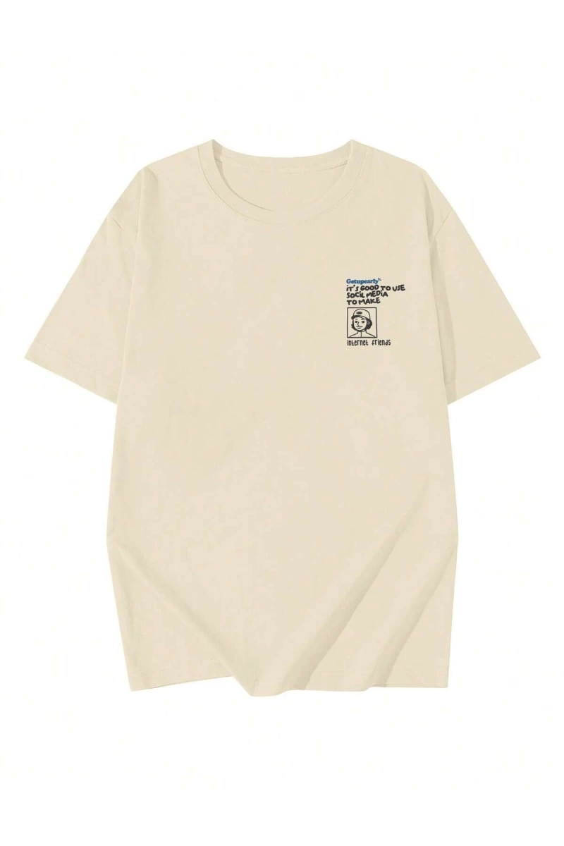 Karikatür ve Grafik tasarım Oversize T-shirt Cartoon/Letter serisi kod205