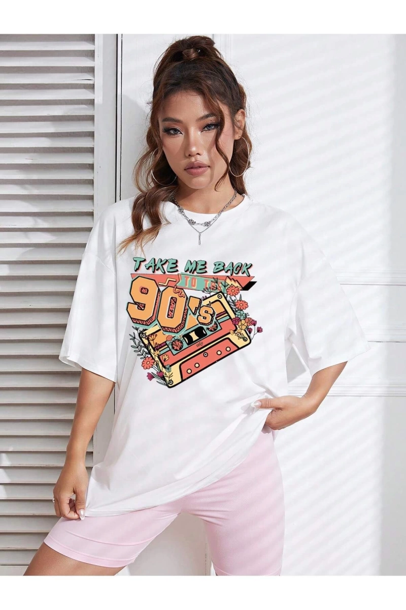 Karikatür ve Grafik tasarım Oversize T-shirt Cartoon/Letter serisi kod21