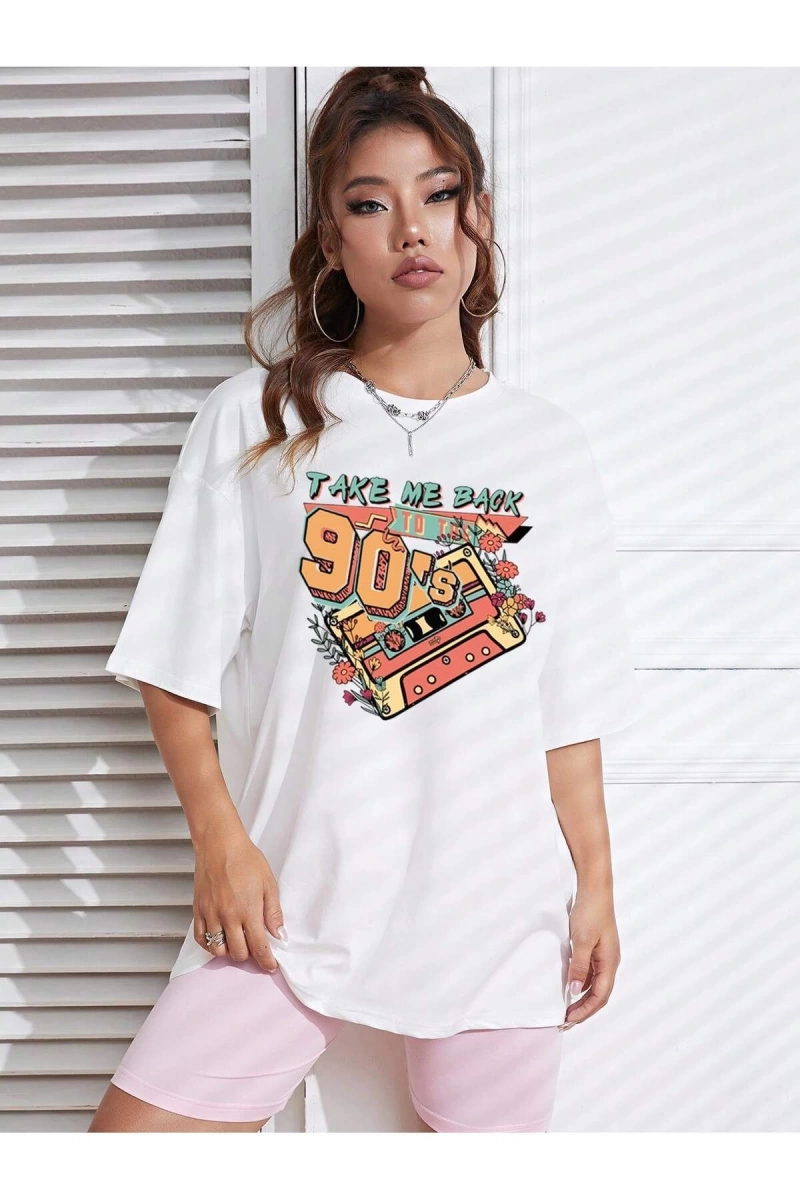Karikatür ve Grafik tasarım Oversize T-shirt Cartoon/Letter serisi kod21