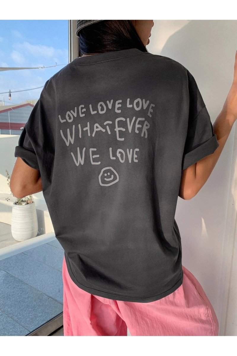 Karikatür ve Grafik tasarım Oversize T-shirt Cartoon/Letter serisi kod229