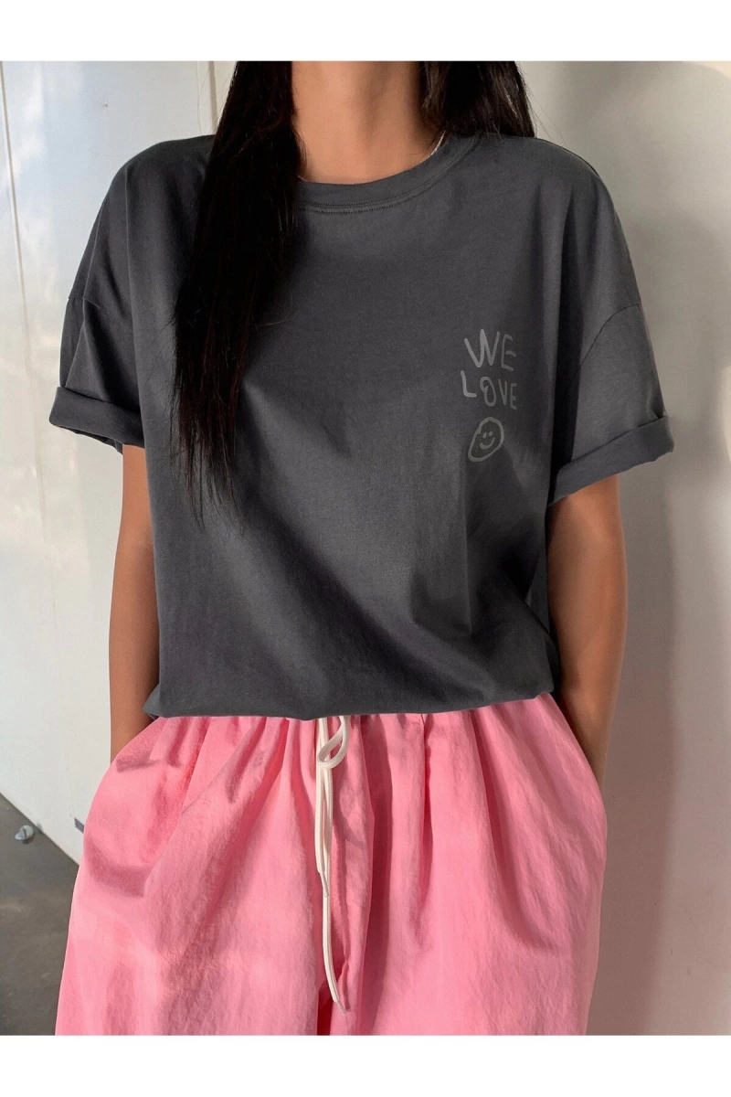 Karikatür ve Grafik tasarım Oversize T-shirt Cartoon/Letter serisi kod229