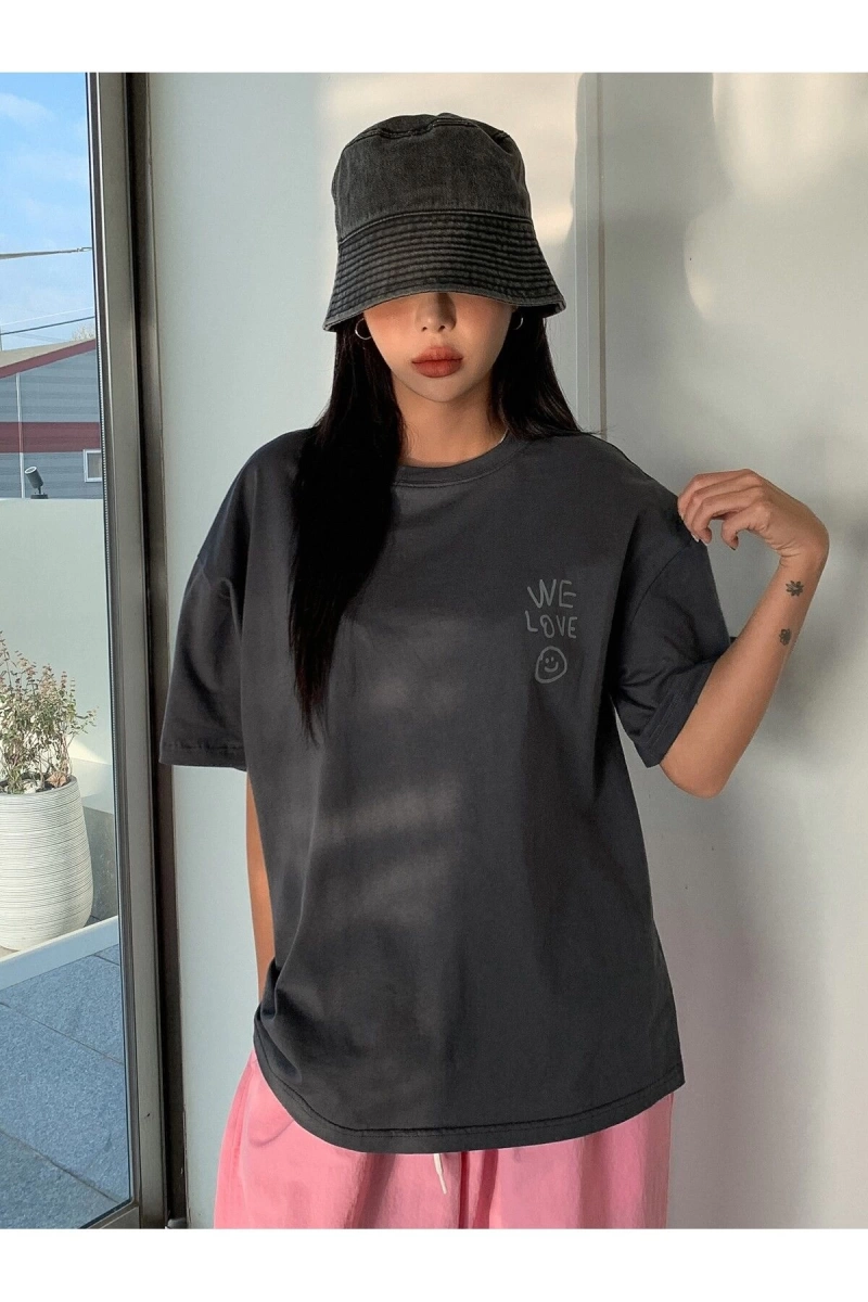 Karikatür ve Grafik tasarım Oversize T-shirt Cartoon/Letter serisi kod229