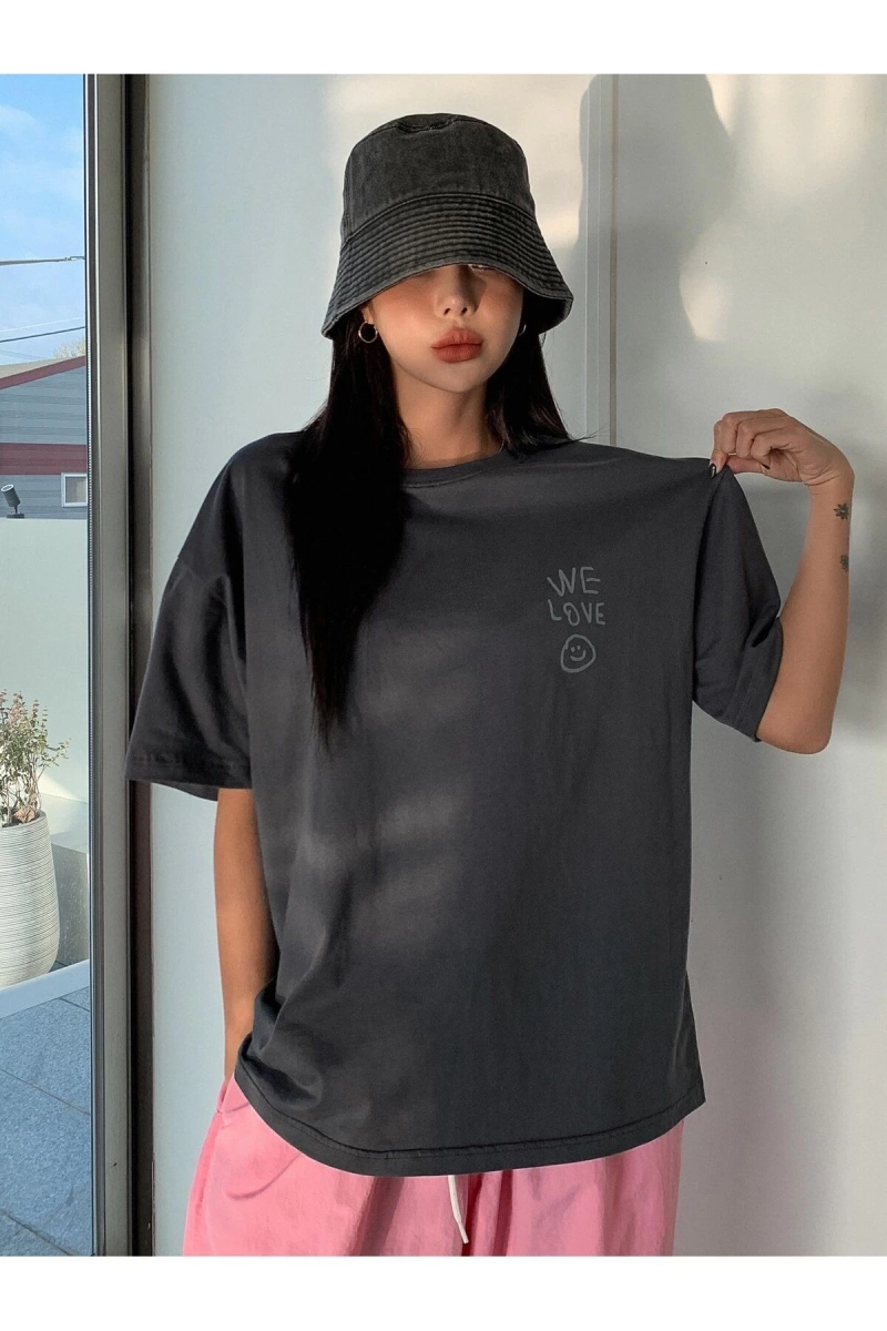Karikatür ve Grafik tasarım Oversize T-shirt Cartoon/Letter serisi kod229