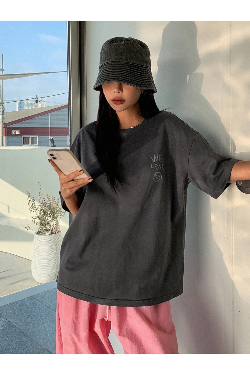 Karikatür ve Grafik tasarım Oversize T-shirt Cartoon/Letter serisi kod229