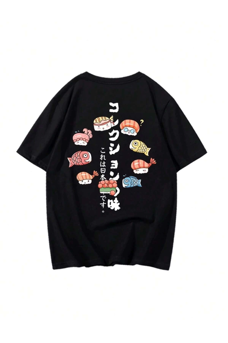 Karikatür ve Grafik tasarım Oversize T-shirt Cartoon/Letter serisi kod244