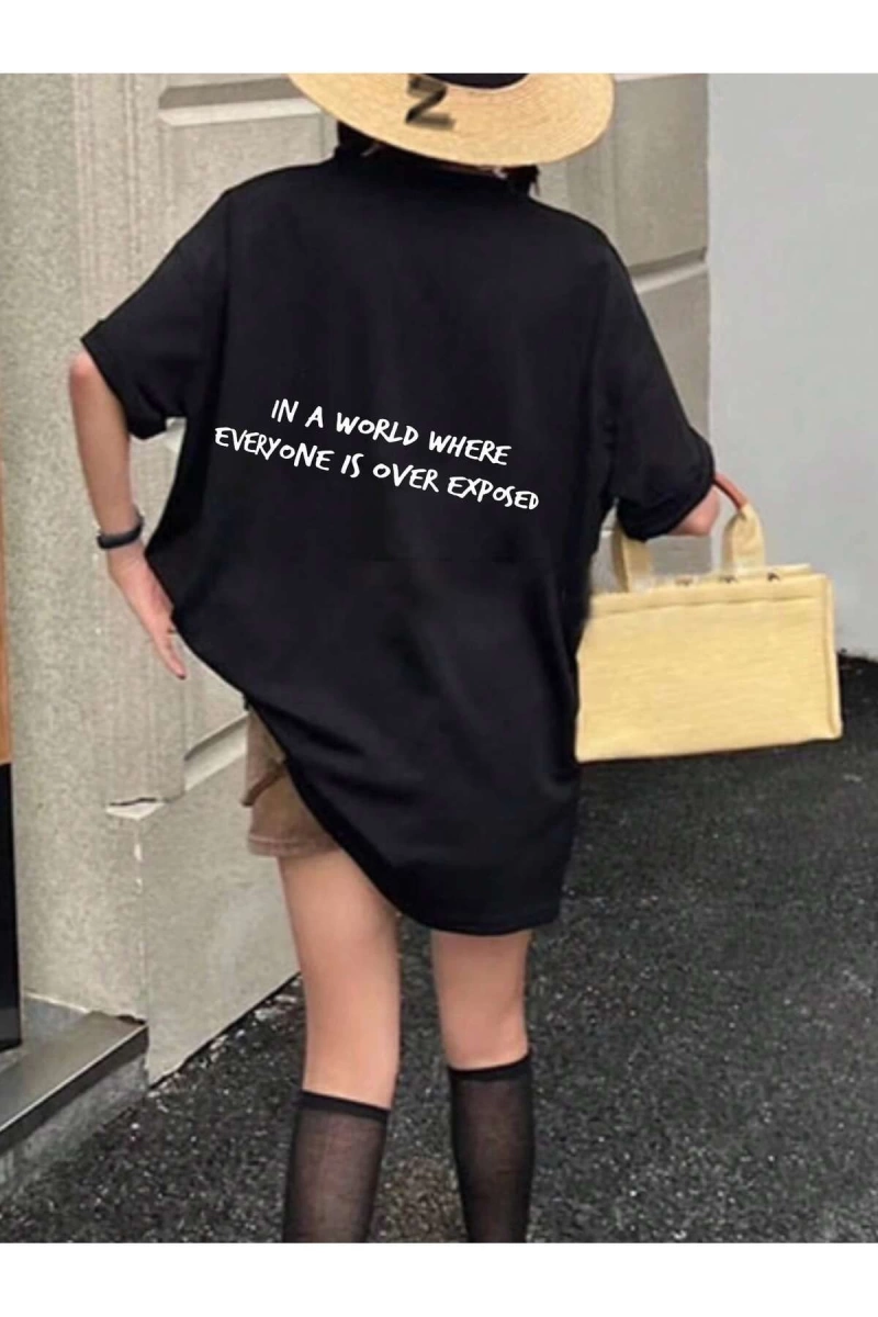 Karikatür ve Grafik tasarım Oversize T-shirt Cartoon/Letter serisi kod245