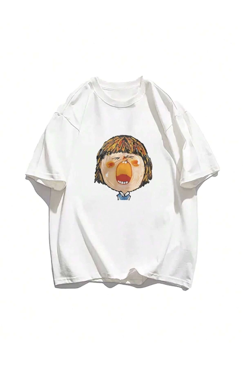 Karikatür ve Grafik tasarım Oversize T-shirt Cartoon/Letter serisi kod246