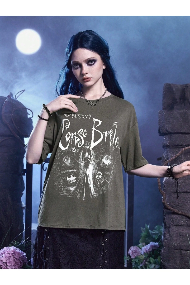 Karikatür ve Grafik tasarım Oversize T-shirt Cartoon/Letter serisi kod248
