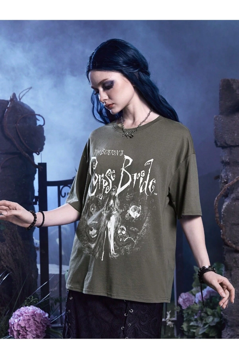 Karikatür ve Grafik tasarım Oversize T-shirt Cartoon/Letter serisi kod248