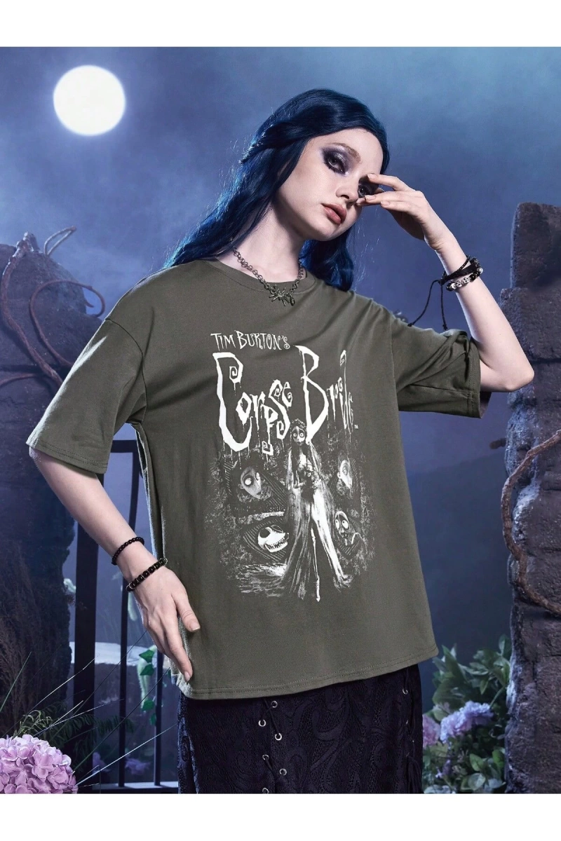 Karikatür ve Grafik tasarım Oversize T-shirt Cartoon/Letter serisi kod248