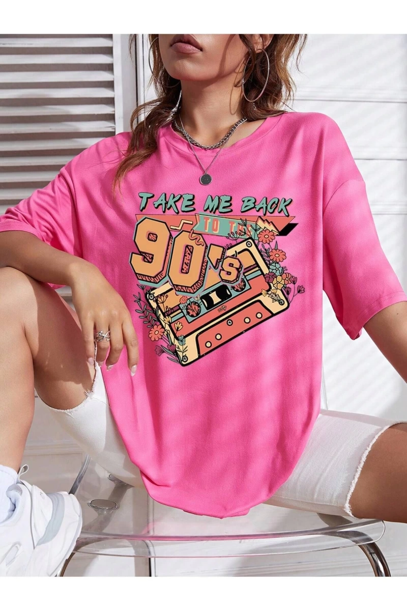 Karikatür ve Grafik tasarım Oversize T-shirt Cartoon/Letter serisi kod25