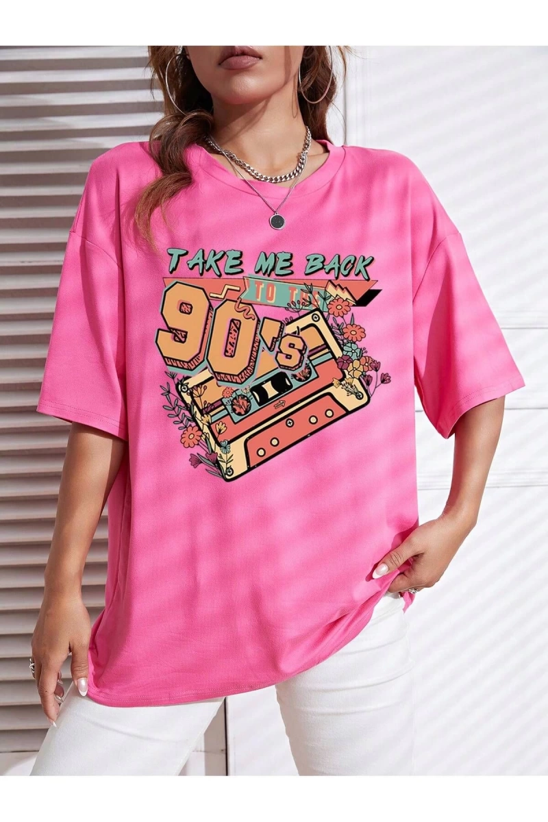 Karikatür ve Grafik tasarım Oversize T-shirt Cartoon/Letter serisi kod25
