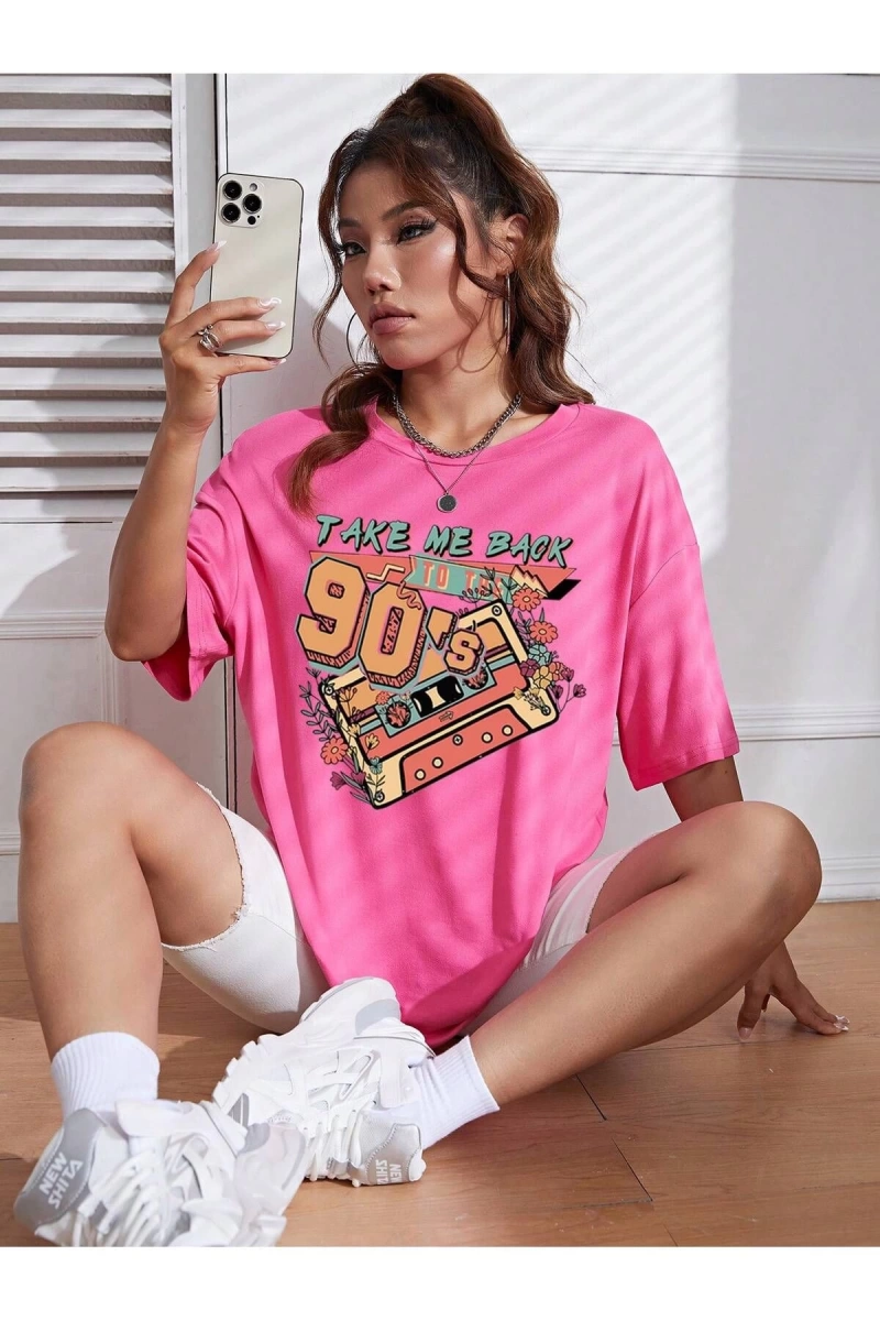 Karikatür ve Grafik tasarım Oversize T-shirt Cartoon/Letter serisi kod25
