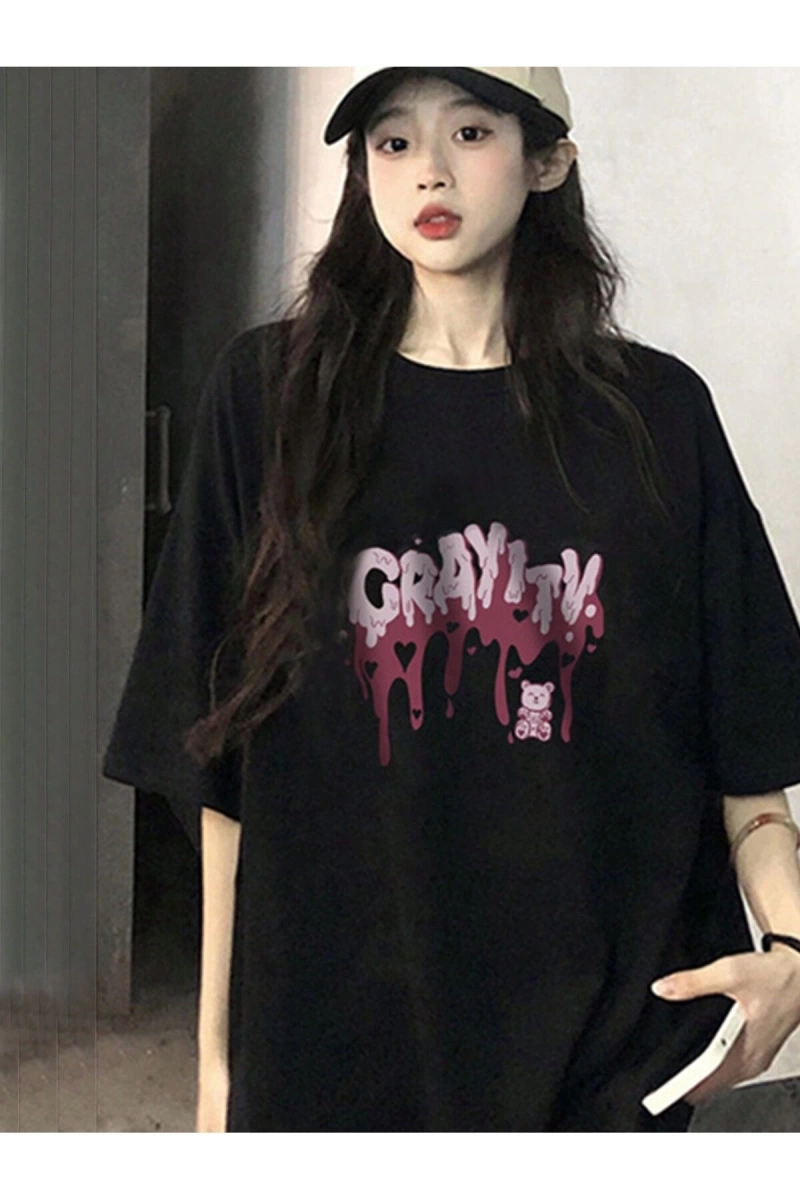 Karikatür ve Grafik tasarım Oversize T-shirt Cartoon/Letter serisi kod250