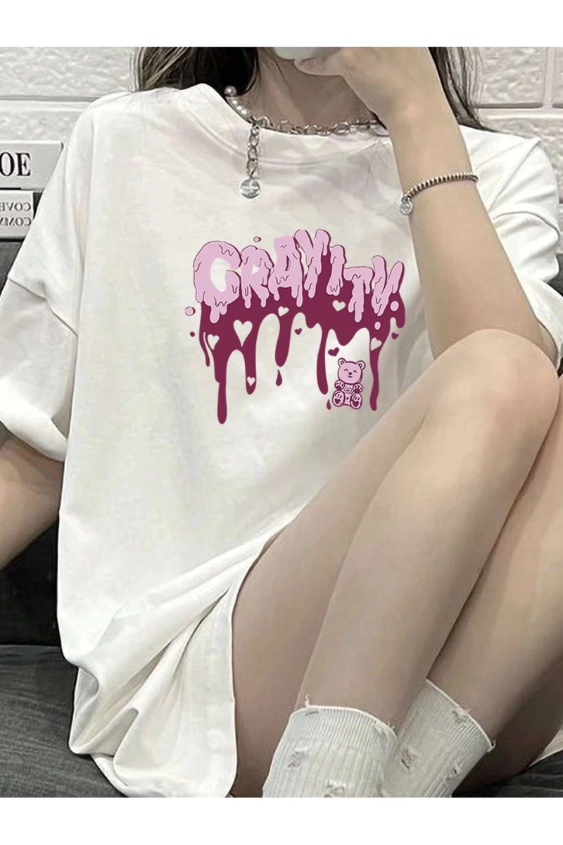 Karikatür ve Grafik tasarım Oversize T-shirt Cartoon/Letter serisi kod251