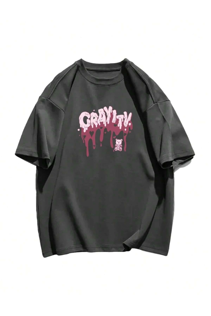 Karikatür ve Grafik tasarım Oversize T-shirt Cartoon/Letter serisi kod252