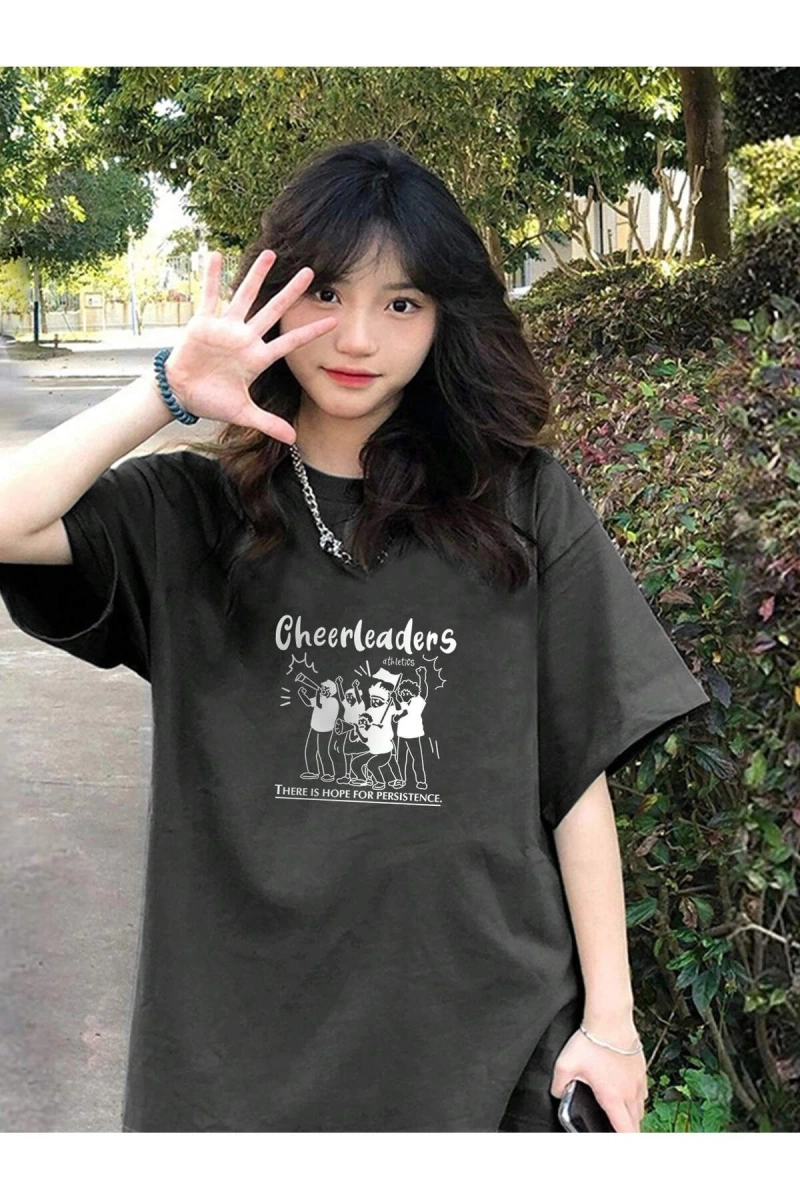 Karikatür ve Grafik tasarım Oversize T-shirt Cartoon/Letter serisi kod254