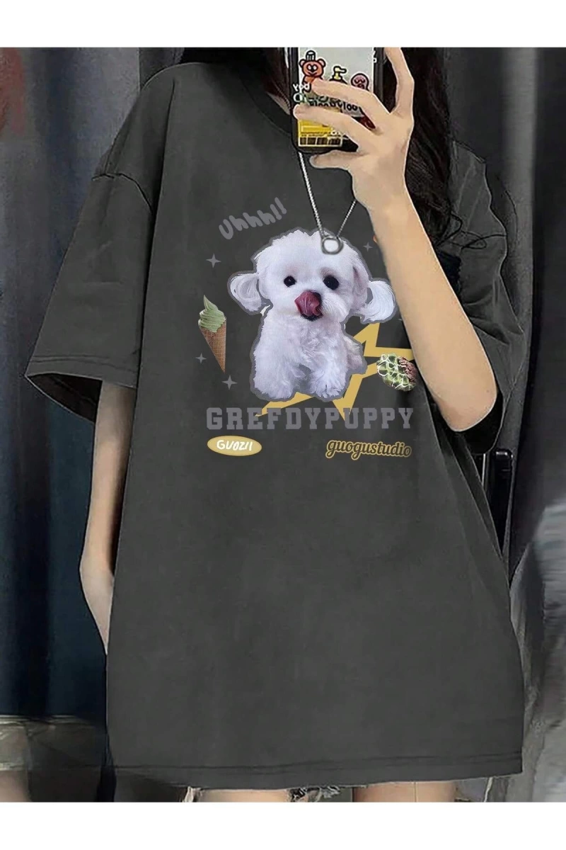 Karikatür ve Grafik tasarım Oversize T-shirt Cartoon/Letter serisi kod272