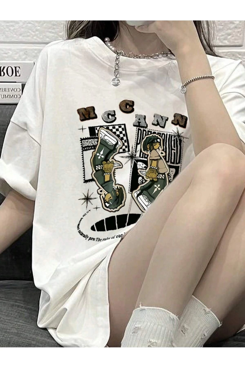 Karikatür ve Grafik tasarım Oversize T-shirt Cartoon/Letter serisi kod278