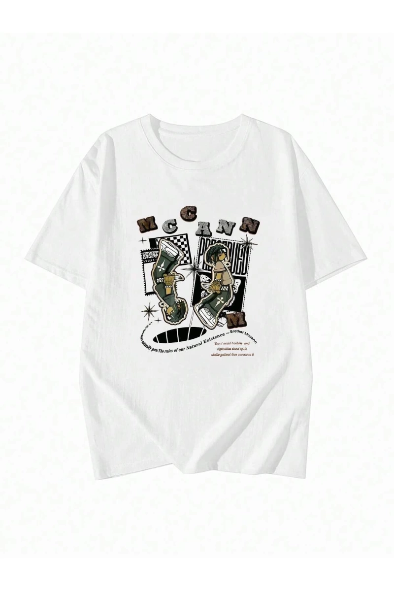 Karikatür ve Grafik tasarım Oversize T-shirt Cartoon/Letter serisi kod278