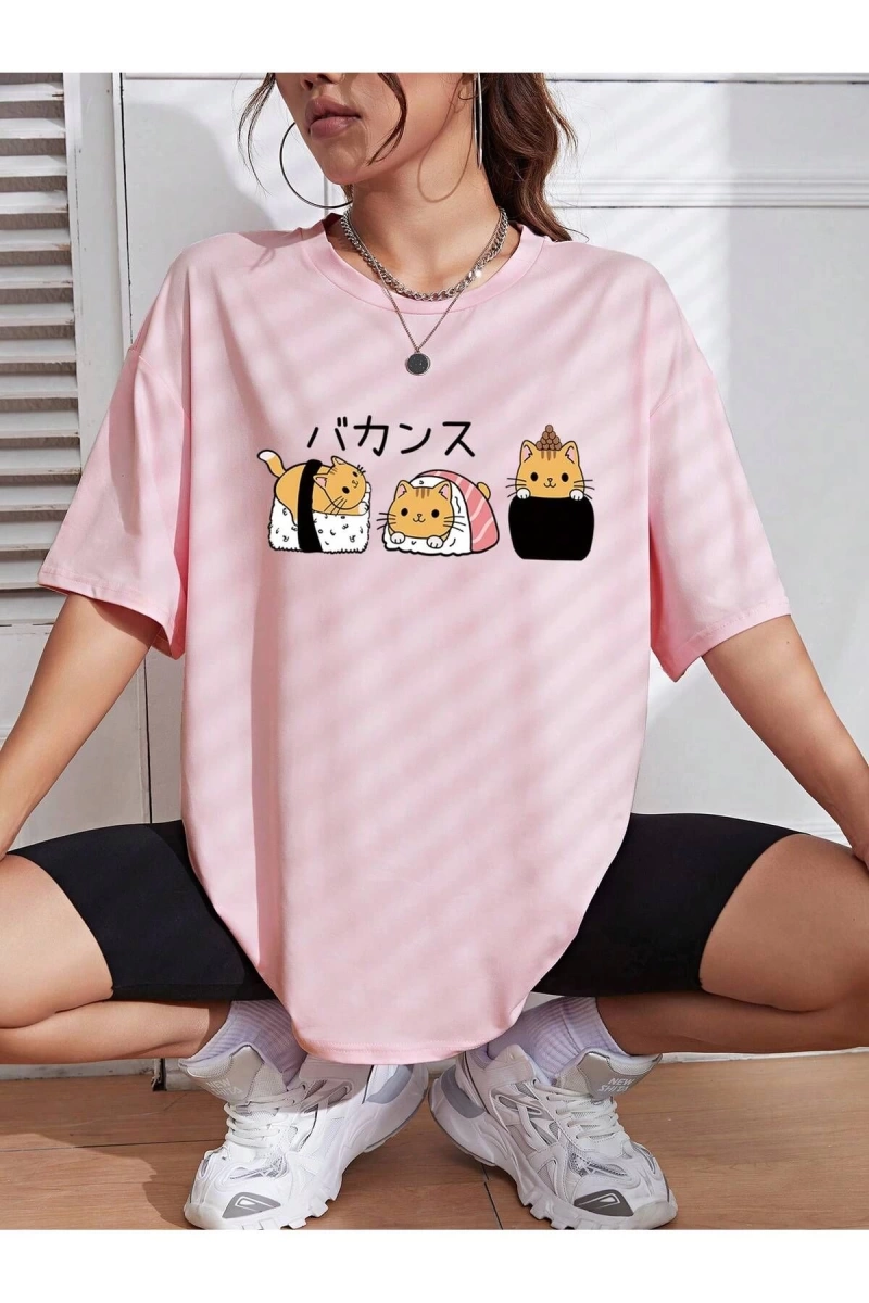 Karikatür ve Grafik tasarım Oversize T-shirt Cartoon/Letter serisi kod285