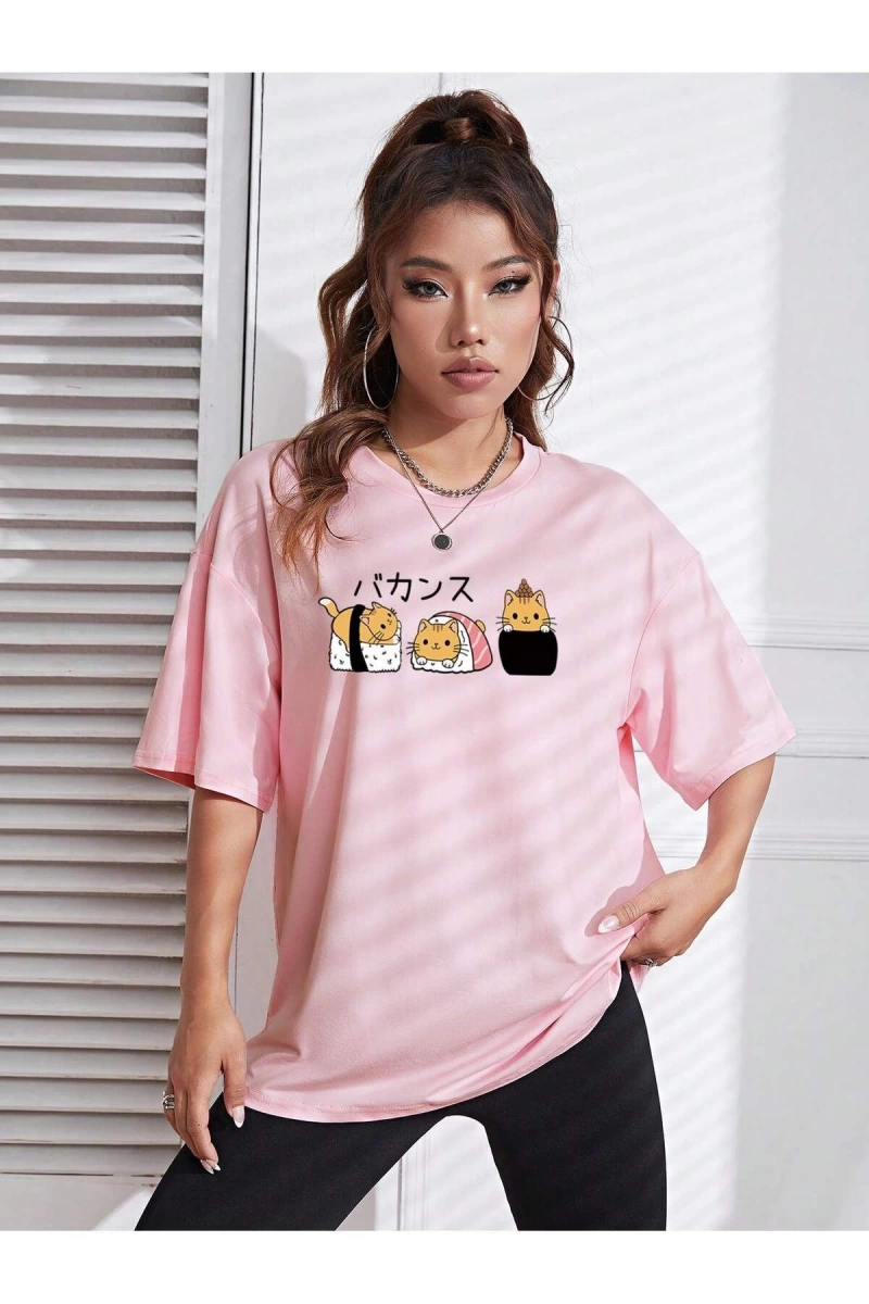 Karikatür ve Grafik tasarım Oversize T-shirt Cartoon/Letter serisi kod285